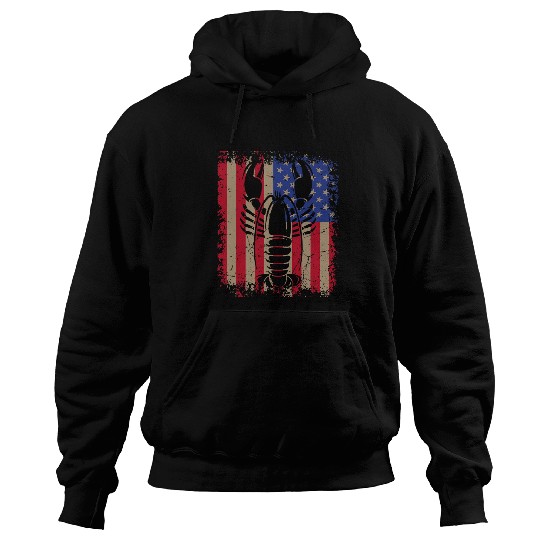 Lobster Seafood Lover Cooking Chef USA American Flag Vintage Hoodies