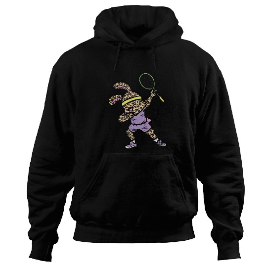 Bunny Badminton Player Easter Sport Rabbit Spring Hoodies