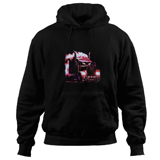 18 Wheeler Demon Trucker Art Fantasy Horror Semi Truck Rig Hoodies