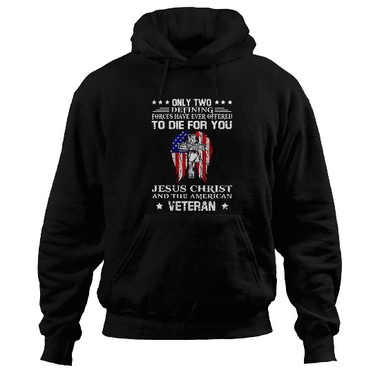 Jesus Christ And American Veteran Flag USA Christian Hoodies