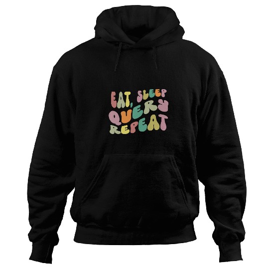 Eat Sleep Query Repeat Computer Coding Database Retro Hoodies