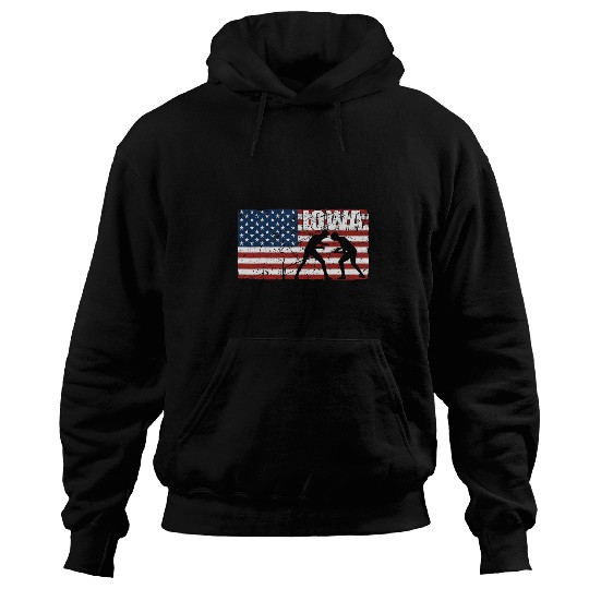 Iowa Wrestling Apparel American Flag Iowa Wrestler USA Hoodies