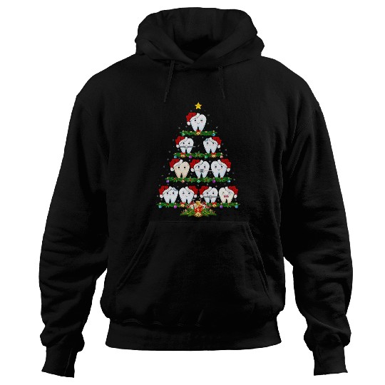 xmass Lights Teeth Doctor dentists Tooth Teeth Christmas Tree Hoodies