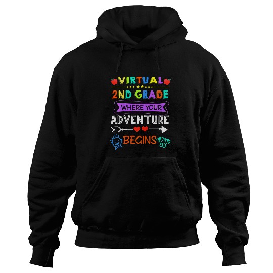 Kids Virtual Second 2nd Grade Where Your Adventure Begins Hoodies