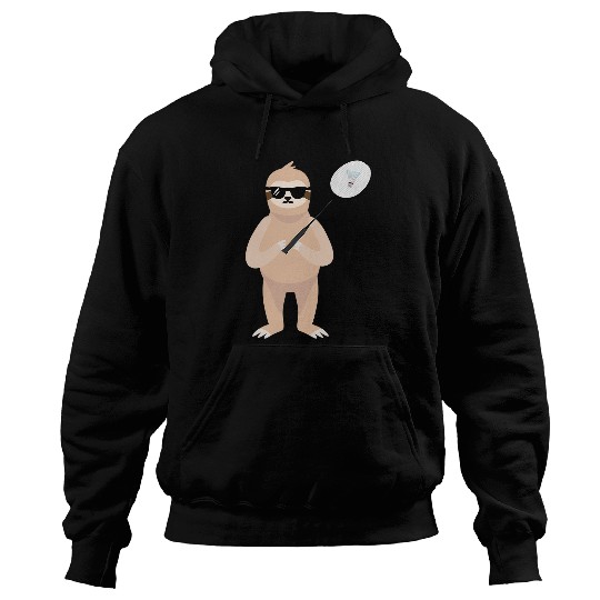 Funny Sloth Wearing Sunglasses Playing Badminton Hoodies