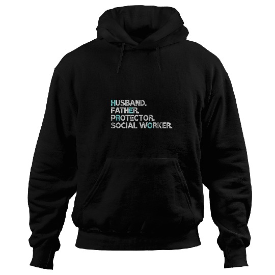 Mens Husband Father Protector Social Worker Gift Dad Hoodies