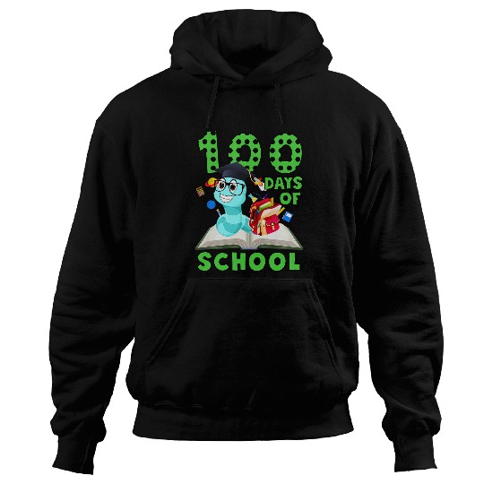 100 Days Of School With Funny Worm Glasses Book Hoodies