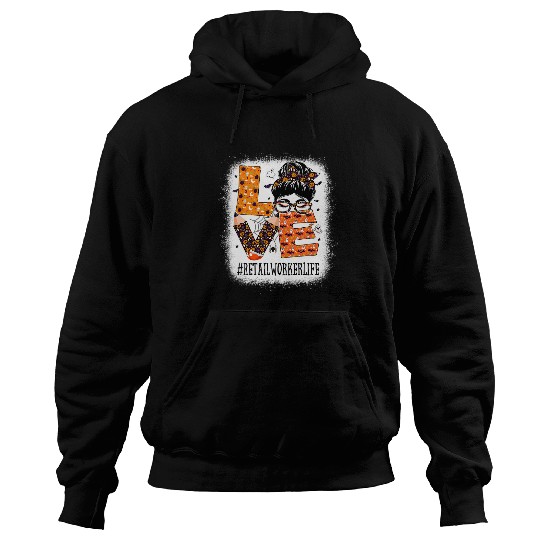 Retail Worker Love Messy Bun Pumpkin Women Halloween Costume Hoodies