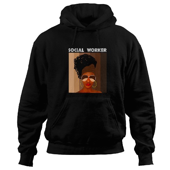 Womens Social Worker Melanin Shades African American Educated Woman Hoodies