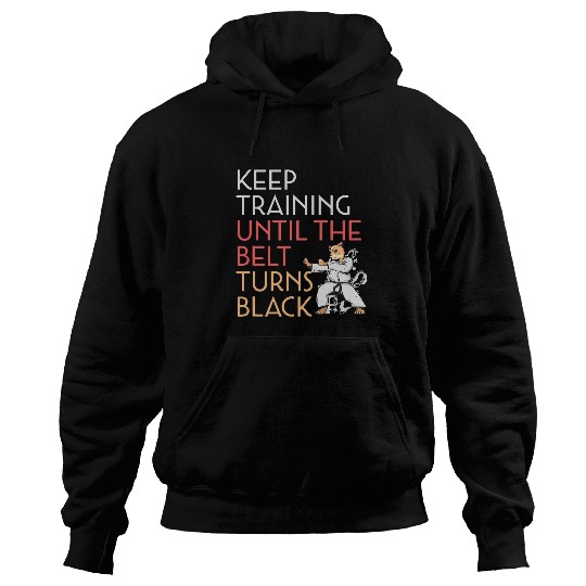 Mens Keep Training Until The Belt Turns Black Karate Instructor Hoodies