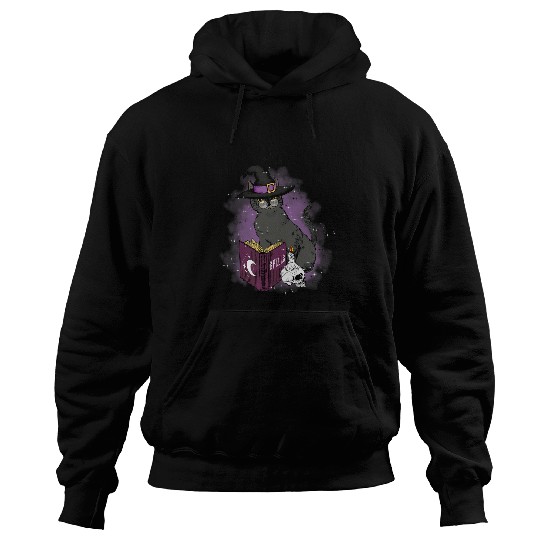 Cat and Witch Cats Spell Book Spiritual Design Hoodies