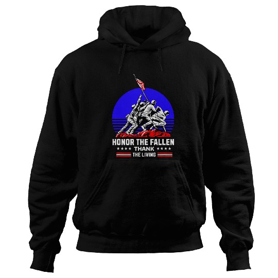 Honor The Fallen Thank The Living Military Memorial Day Flag Hoodies