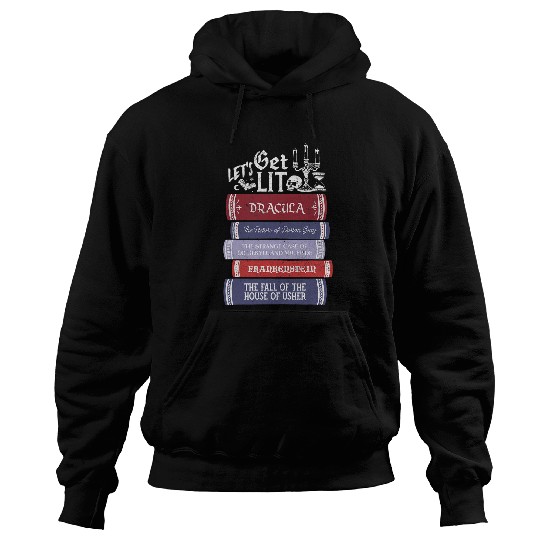 Lets Get Lit vintages Horror Book Lovers Bookworm Reading Hoodies