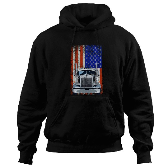 US American Flag Semi Truck Driver 1 Hoodies