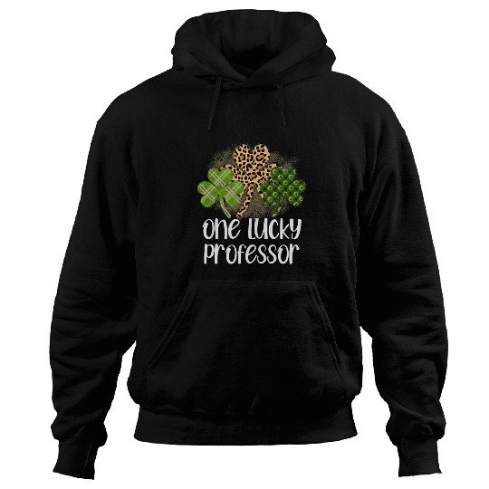 One Lucky College Professor St Patricks Day Leopard Print Hoodies