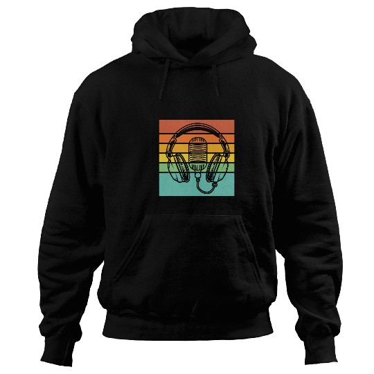 vintages Singer Vocalist Musician Retro Microphone Headphone 7 Hoodies