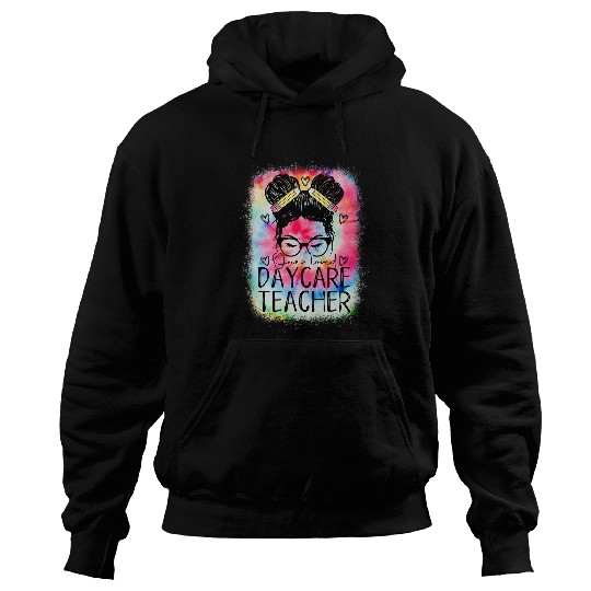Love Daycare Teacher Messy Bun Daycare Provider Hoodies