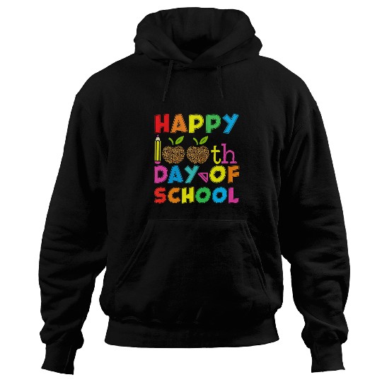 Happy 100th Day of School Leopard print pattern Gift Fun Hoodies