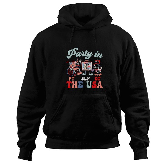 slp ot pt speech rapy physical rapist july 4th usa Hoodies