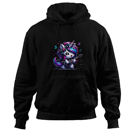 Unicorns Rock Roll Guitar Rockin Music Guitarist Girl Women Hoodies