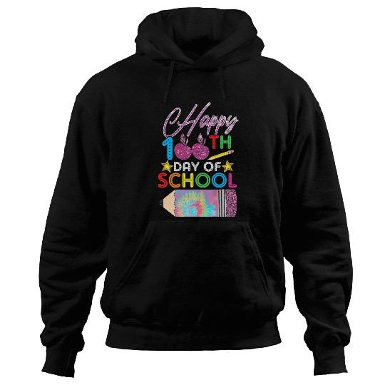 Happy 100th Day Of School Teacher Student Tie Dye 100 Days Hoodies