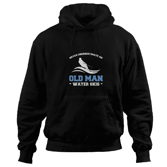 Mens Old Man Water Skis Skiing Waterski Waterskiing Boat Waves Hoodies