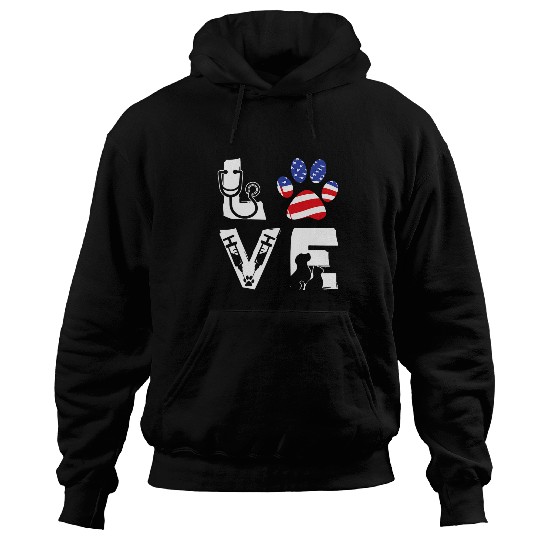 Vet Tech USA Flag Veterinarian Veterinary Technician Doctor Hoodies