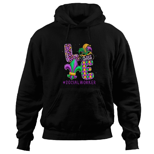 social worker mardi gras family matching out Hoodies