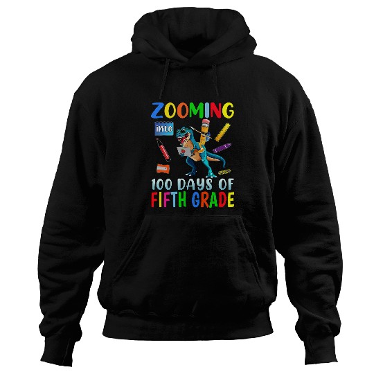 Zooming Into 100 Days Of Fifth Grade Virtual School Boys Kid Hoodies
