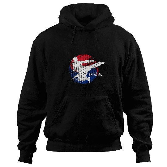 Taekwondo Flying Kick Korean Flag Martial Arts Hoodies