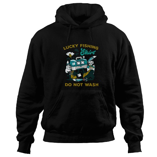 Lucky Fishing Fish Boat Angler Wave Sea Fishing Rod Design Hoodies