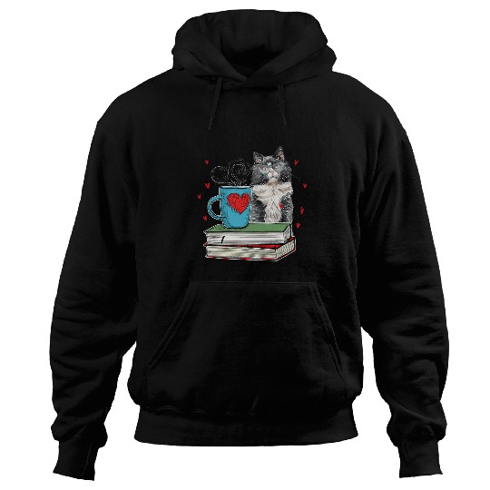 Cute Cat Reading Book For Cat Lovers Hoodies