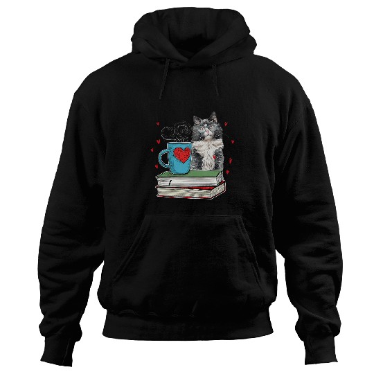 Cute Cat Reading Book For Cat Lovers Hoodies