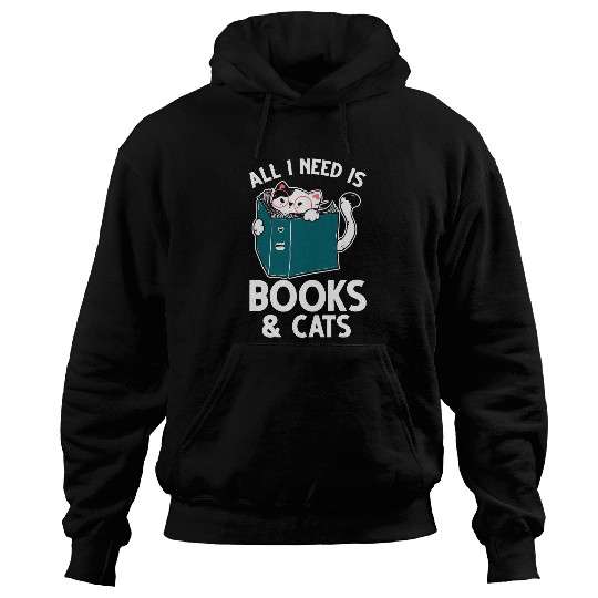 Book Lovers Cat Lovers Books And Cats Reading Lovers Hoodies