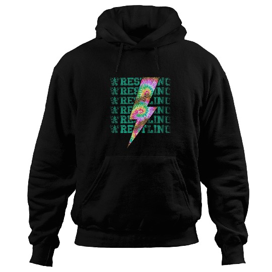 Wrestling Bolt Tie Dye Leopard Stacked Words Athlete Team Hoodies