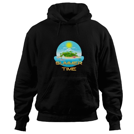 Summer Time on the beach sea ocean Boat Travel Vacation Hoodies