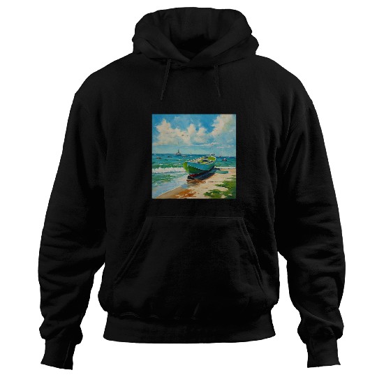 Boat Sandy Beach Sea gift for summer vacation cruise ship Hoodies
