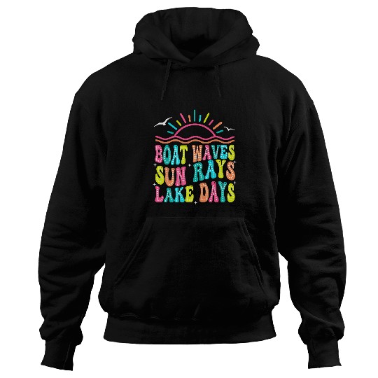 Boat Waves Sun Rays Lake Days Summer Vacation Hawaii Family Hoodies