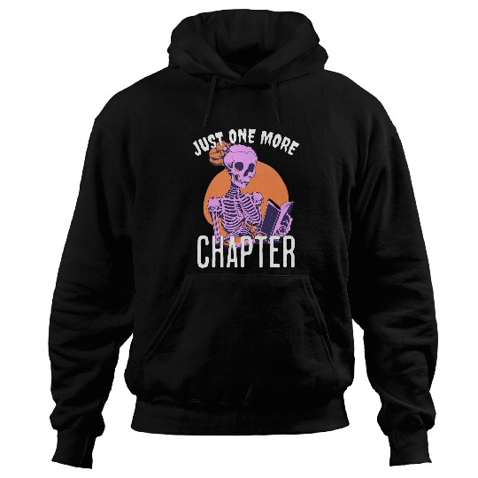 One More Chapter Skeletons Book Halloween Reading Teacher Hoodies