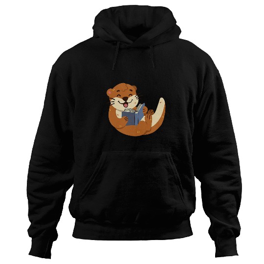 Otter Reading a Book Hoodies