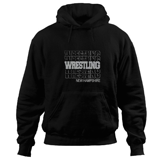Wrestling New Hampshire in Modern Stacked Lettering Hoodies