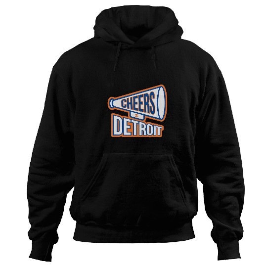 Detroit Navy Blue And Orange Megaphone Hoodies