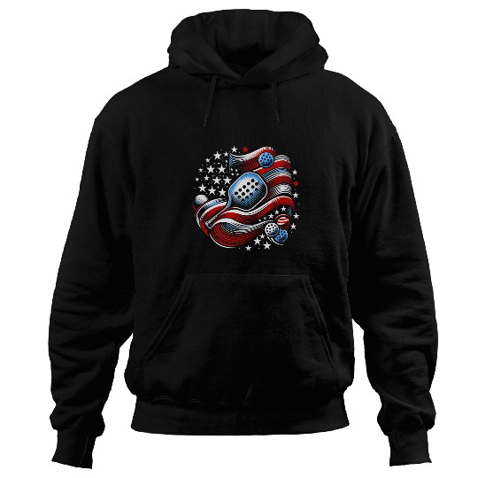 Patriotic Stars and Stripes USA Flag Pickleball Hoodies