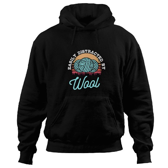 Easily Distracted By Wool Knit Knitter Gift Knitting Hoodies