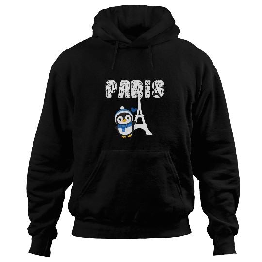 Paris Cute Adorable Penguin I Love Paris France Travel Hoodies