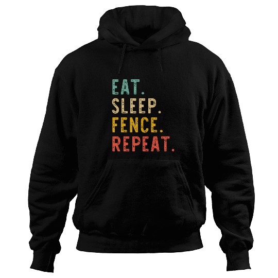 Eat Sleep Fence Fencing Fencer Sport Retro vintagess Hoodies