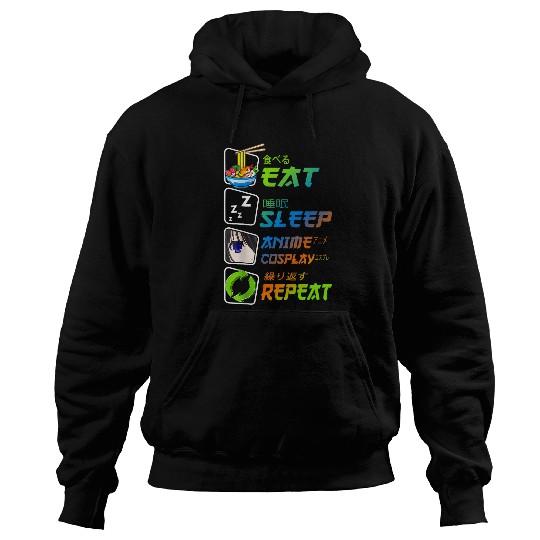 eat sleep anime repeat animegao kigurumi anime girl cosplay 1 Hoodies
