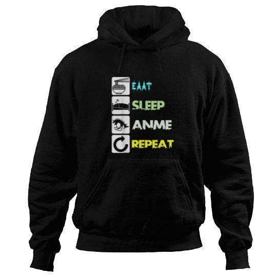 Eat Sleep Anime Repeat Manga Japan Saying Cosplay KPop Hoodies