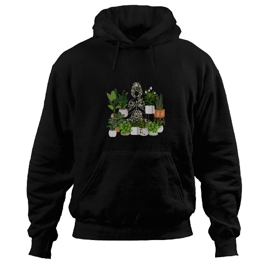 Plants And Meditation Mandala Silhouette Yoga Plant Lover Hoodies