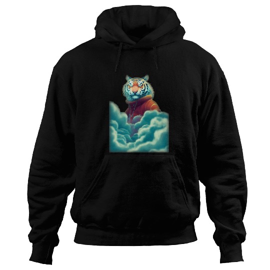 Cartoon Anime Tiger Drawing Colorful Cute In The Heavens Hoodies